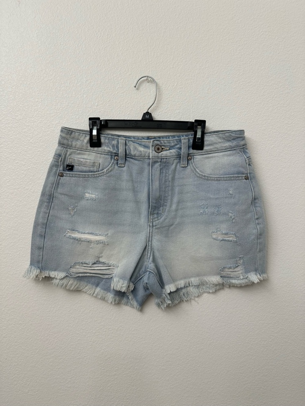 KanCan Light Blue Distressed Frayed Hem Denim Shorts